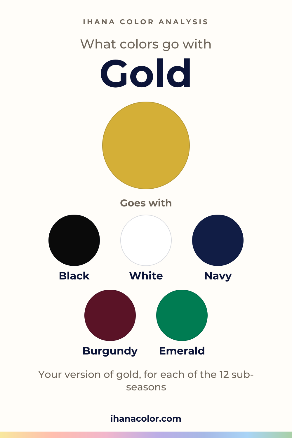 What colors go with gold: the color and five partners