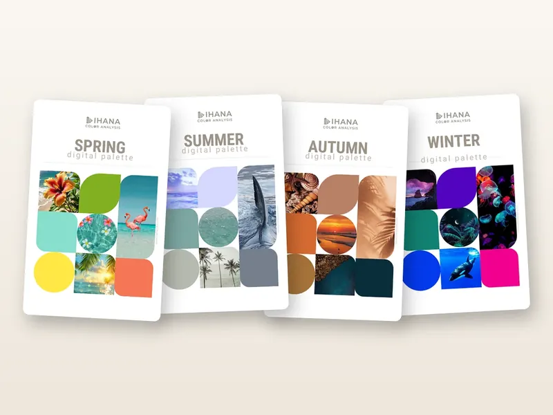 The covers of the four digital palettes: Spring, Summer, Autumn and Winter