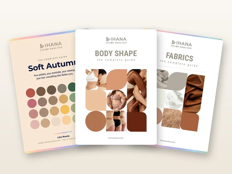 The three guides of the kit: a sub-season guide, the body shape guide and the Fabric Guide