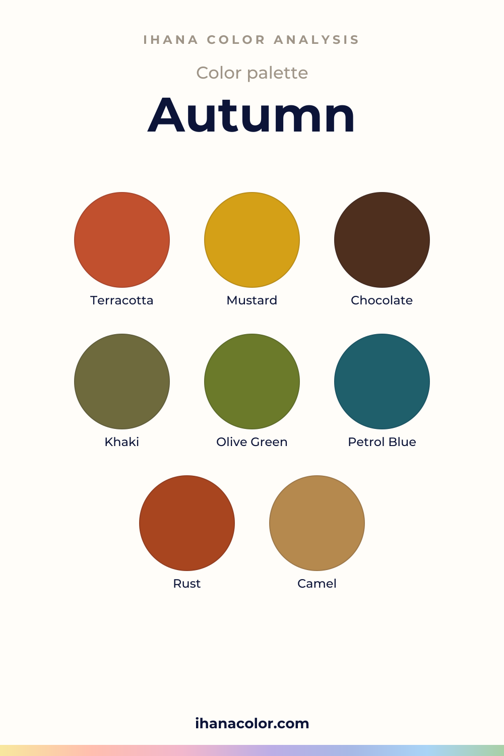 Autumn color palette: swatches of the colors to wear