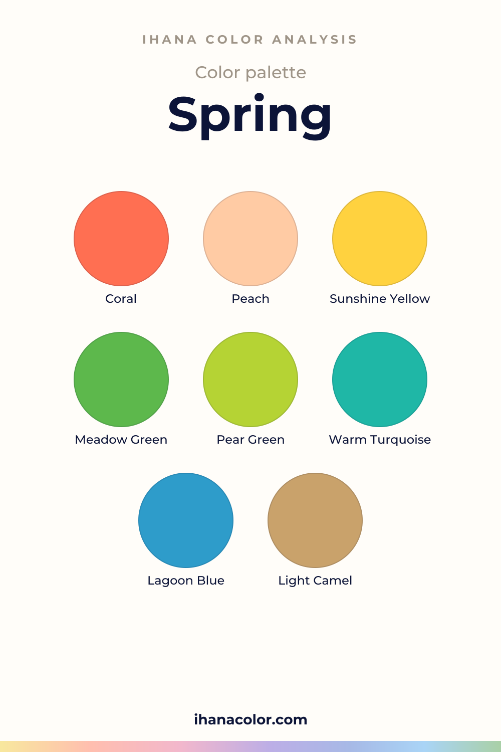 Spring color palette: swatches of the colors to wear
